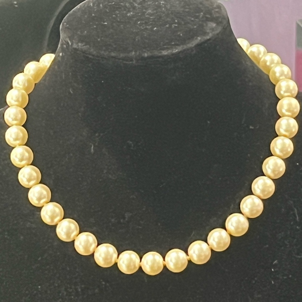 Creme Simulated faux pearls necklace gold vintage statement ladies jewelry QVC